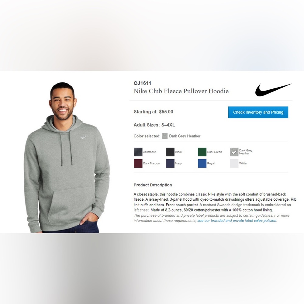 CJ1611
Nike Club Fleece Pullover Hoodie